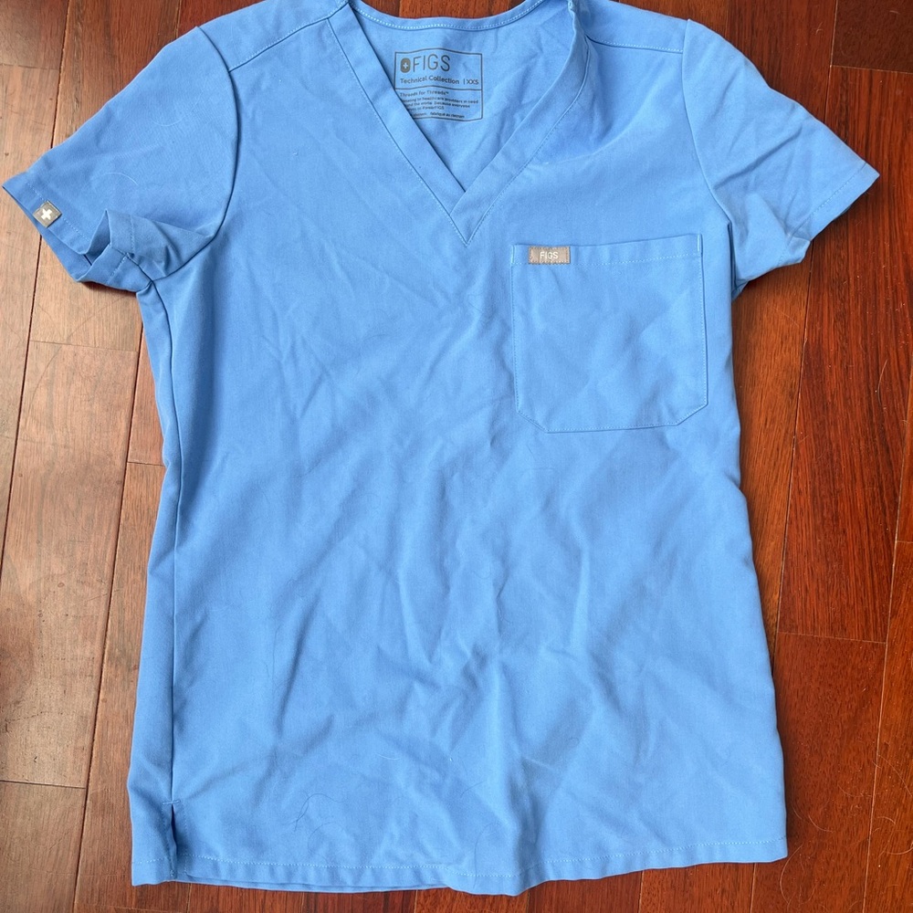 Figs Blue Scrub Top
